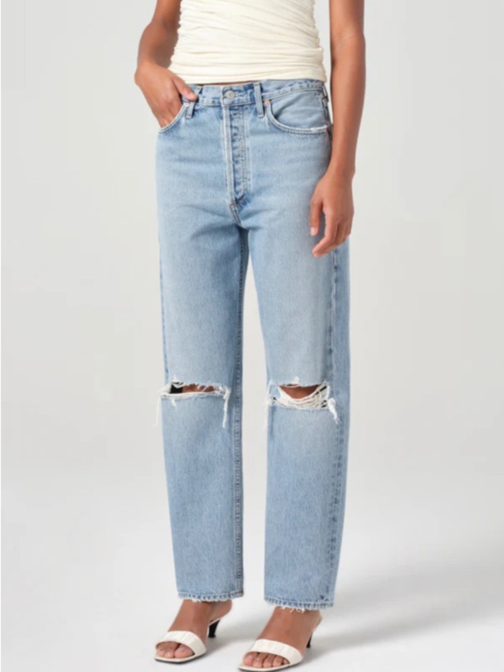 Agolde 90s mid rise straight Distressed Knee